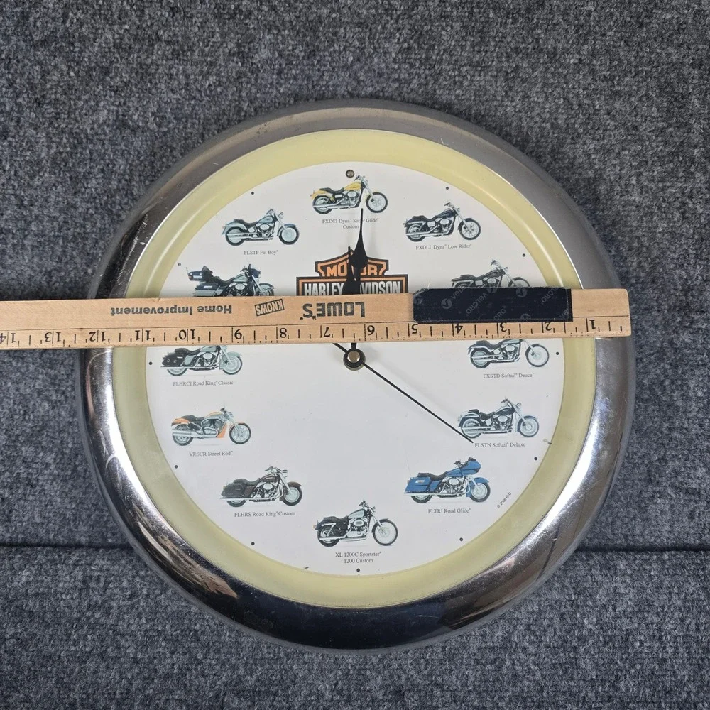 Harley Davidson Motorcycle Clock Wall Decor Chrome Bezel‎ Working Batteries 2006